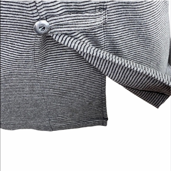 Chico’s Design Gray and Black Striped Casual Hooded Jacket - Picture 6 of 15
